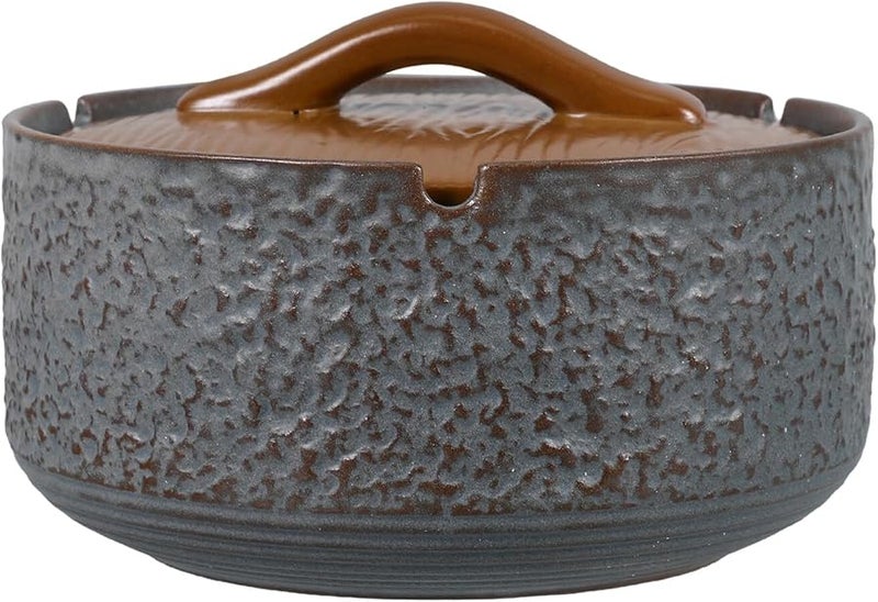 منفضة سجائر خزفية كلاسيكية بغطاء حامل رماد مقاوم للرياح لتزيين المنزل والمكتب والفسحة - Image 1