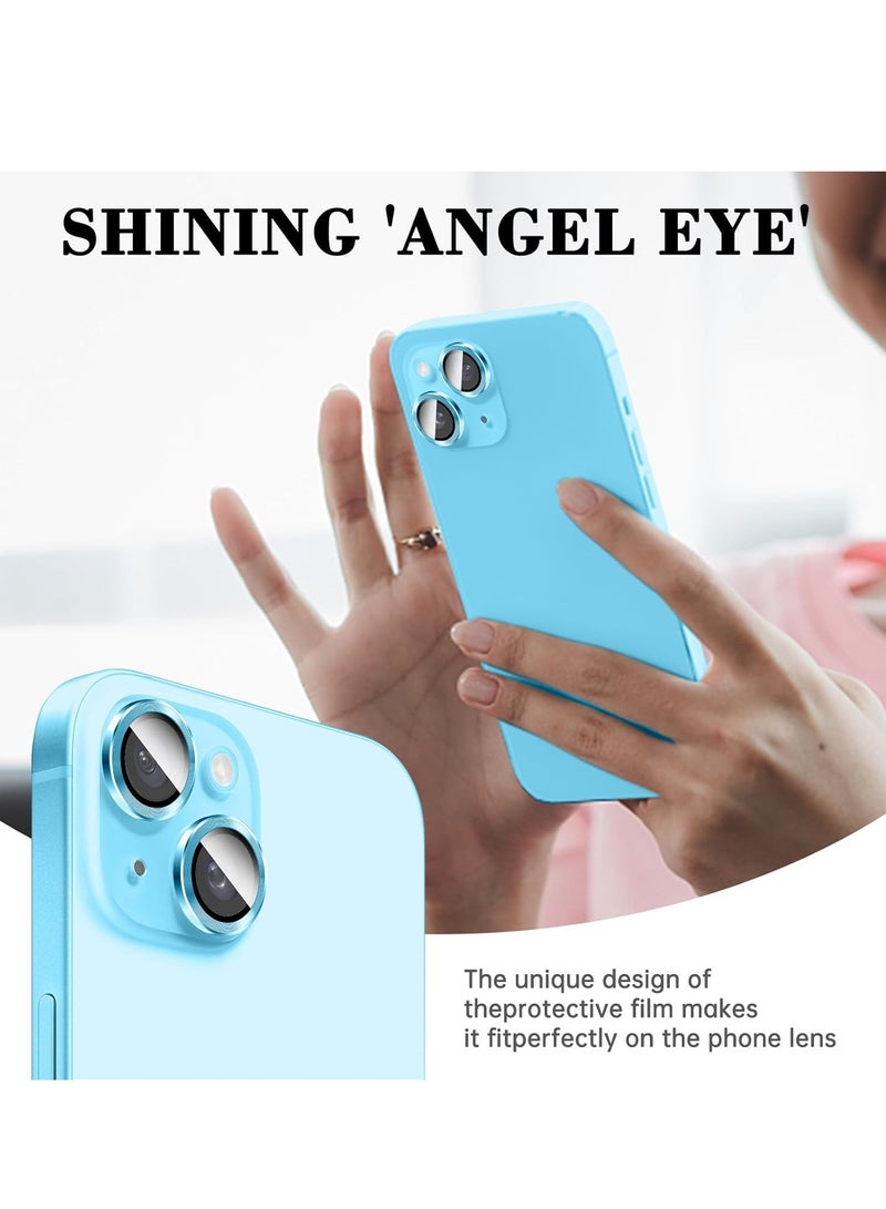 ELTRAZONE "Blue Camera Lens Protector for iPhone 16/16 Plus – Tempered Glass Cover with Automatic Alignment Metal Rings and HD Anti-Scratch Screen Protector" - Image 3