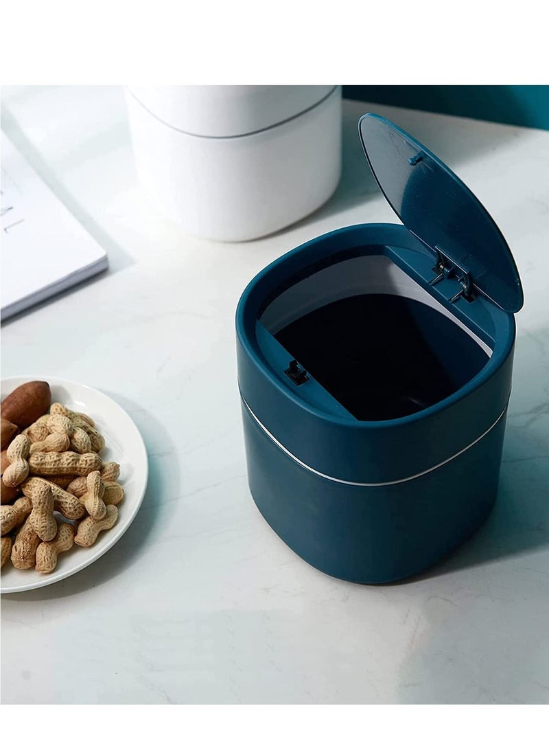 SYOSI - Mini Desktop Bin, Small Bin with Lid, Plastic Trash Can for Vanity Desktop Coffee Table - Image 1