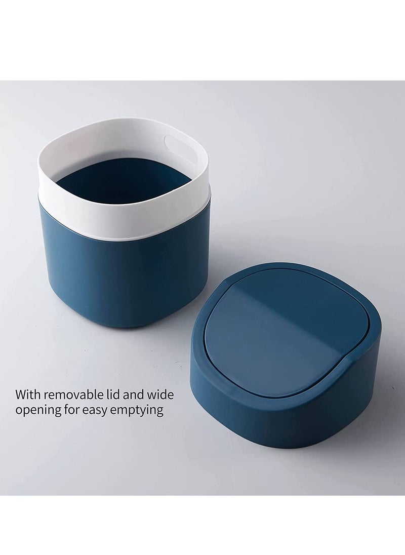 SYOSI - Mini Desktop Bin, Small Bin with Lid, Plastic Trash Can for Vanity Desktop Coffee Table - Image 1