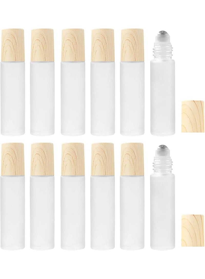 12 Pcs Essential Oil Roller Bottles, 10ml Roll on bottle with Stainless Steel Balls, Refillable Clear Perfume Sample Bottles, Dual Caps, for Perfume, DIY Beauty Body Oil, Dry Flowers - Image 1