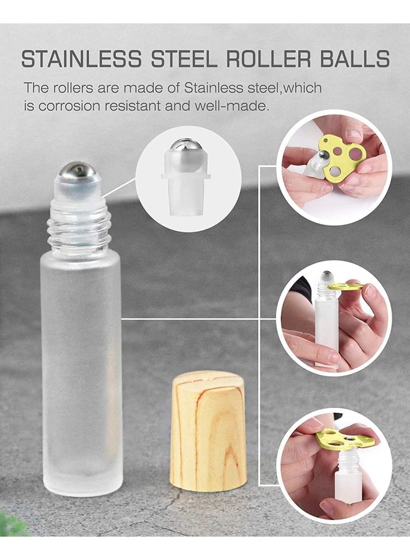 12 Pcs Essential Oil Roller Bottles, 10ml Roll on bottle with Stainless Steel Balls, Refillable Clear Perfume Sample Bottles, Dual Caps, for Perfume, DIY Beauty Body Oil, Dry Flowers - Image 4