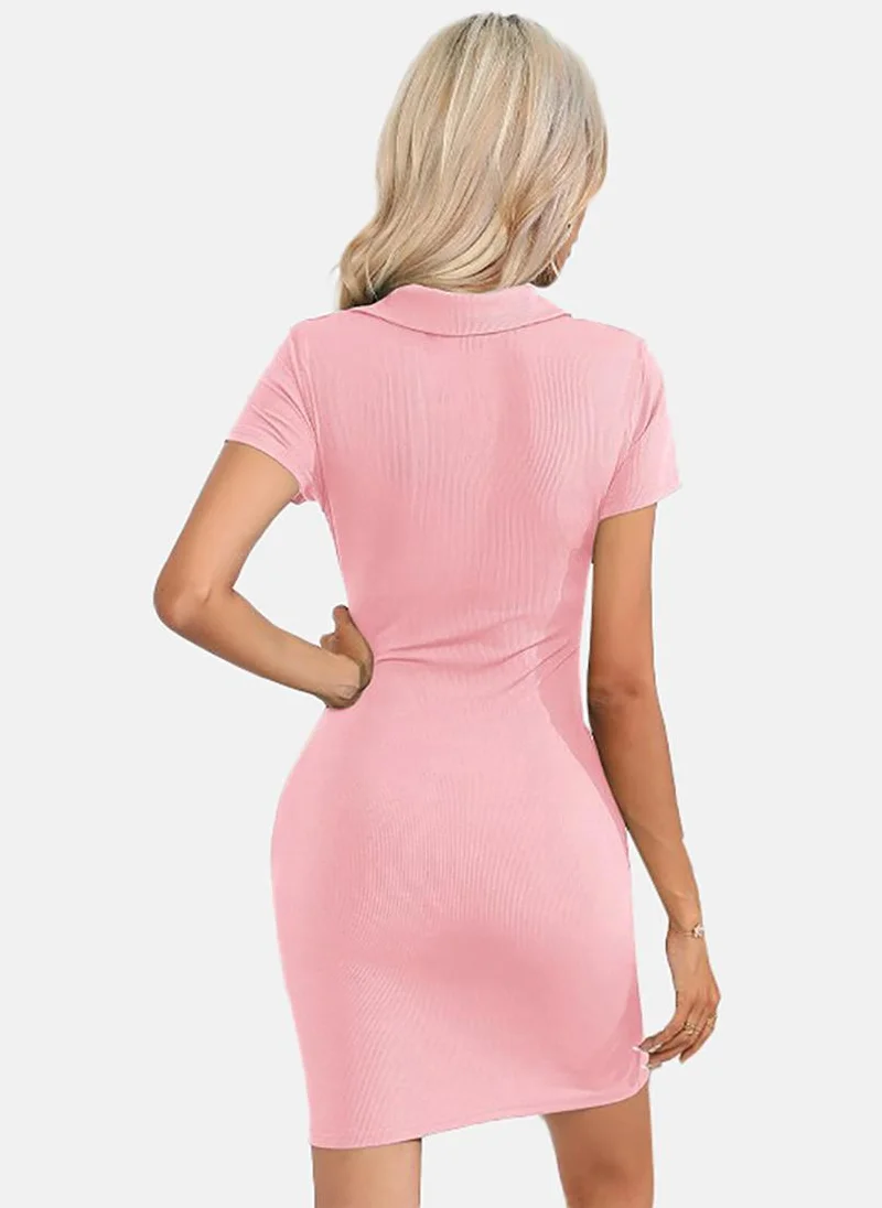 يونيكي Shirt Collar Bodycon Mini Dress