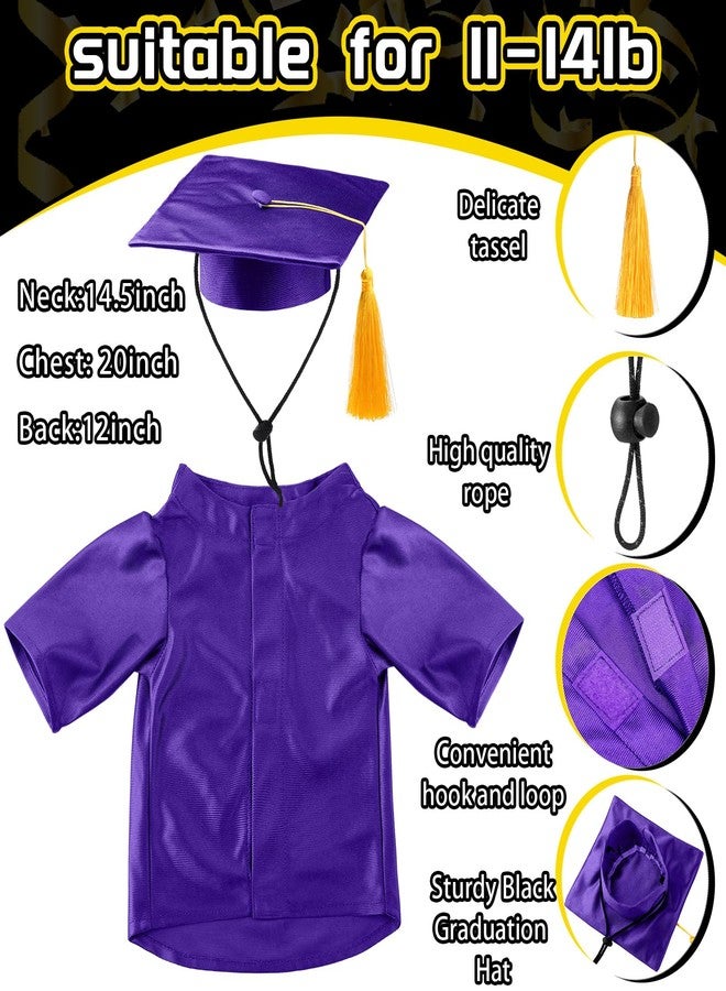 Bunnycool Dog Graduation Cap and Gown 2026 Washable Pet Graduation Costume for Dog Cat Shirt and Hat(Traditional,Purple,M) - Image 2
