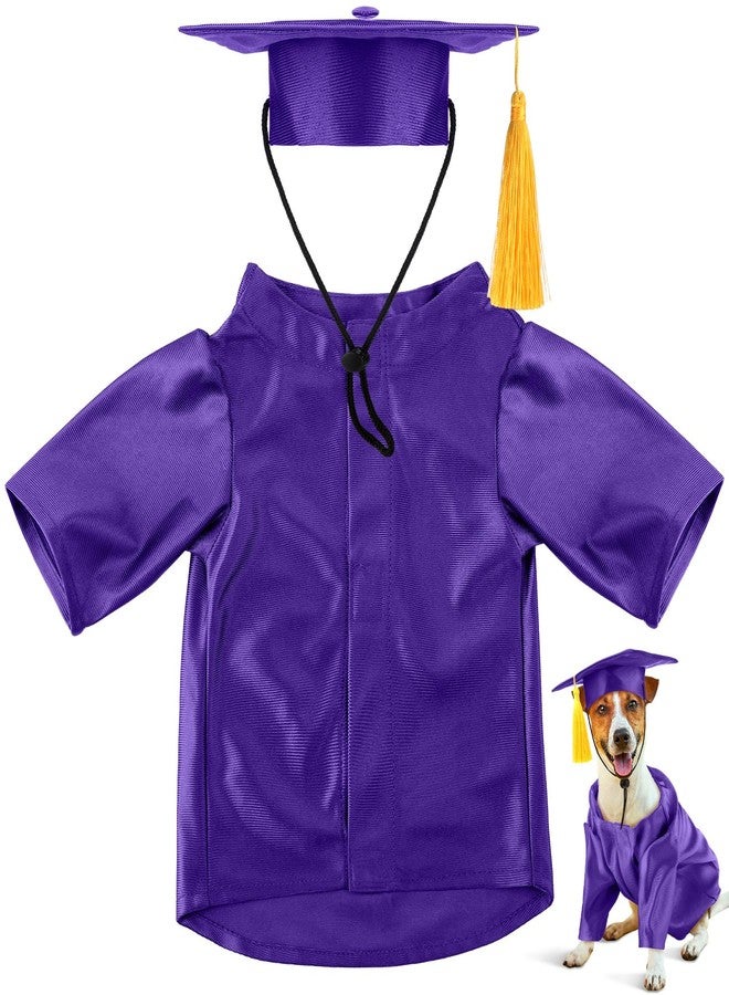 Bunnycool Dog Graduation Cap and Gown 2026 Washable Pet Graduation Costume for Dog Cat Shirt and Hat(Traditional,Purple,M) - Image 1