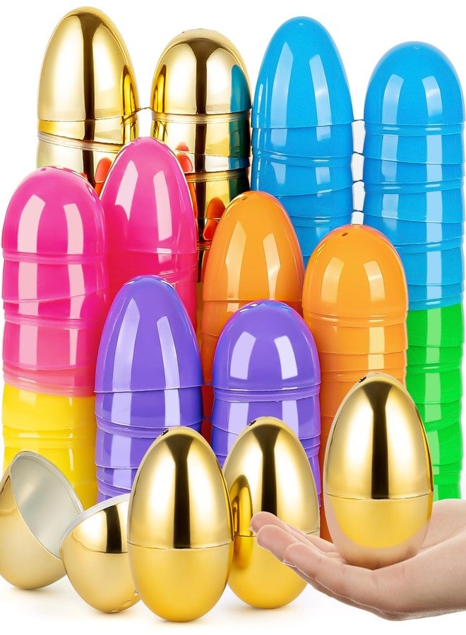 BAYSING 36 Count 3.15" Plastic Easter Eggs, 30 Pcs Empty Suprise Eggs 6 Pcs Golden Eggs Bulk, Fillable Eggs with Hinge for Easter Hunt, Basket Stuffers Fillers, Basket Stuffers, Classroom Prize Supplies - Image 1