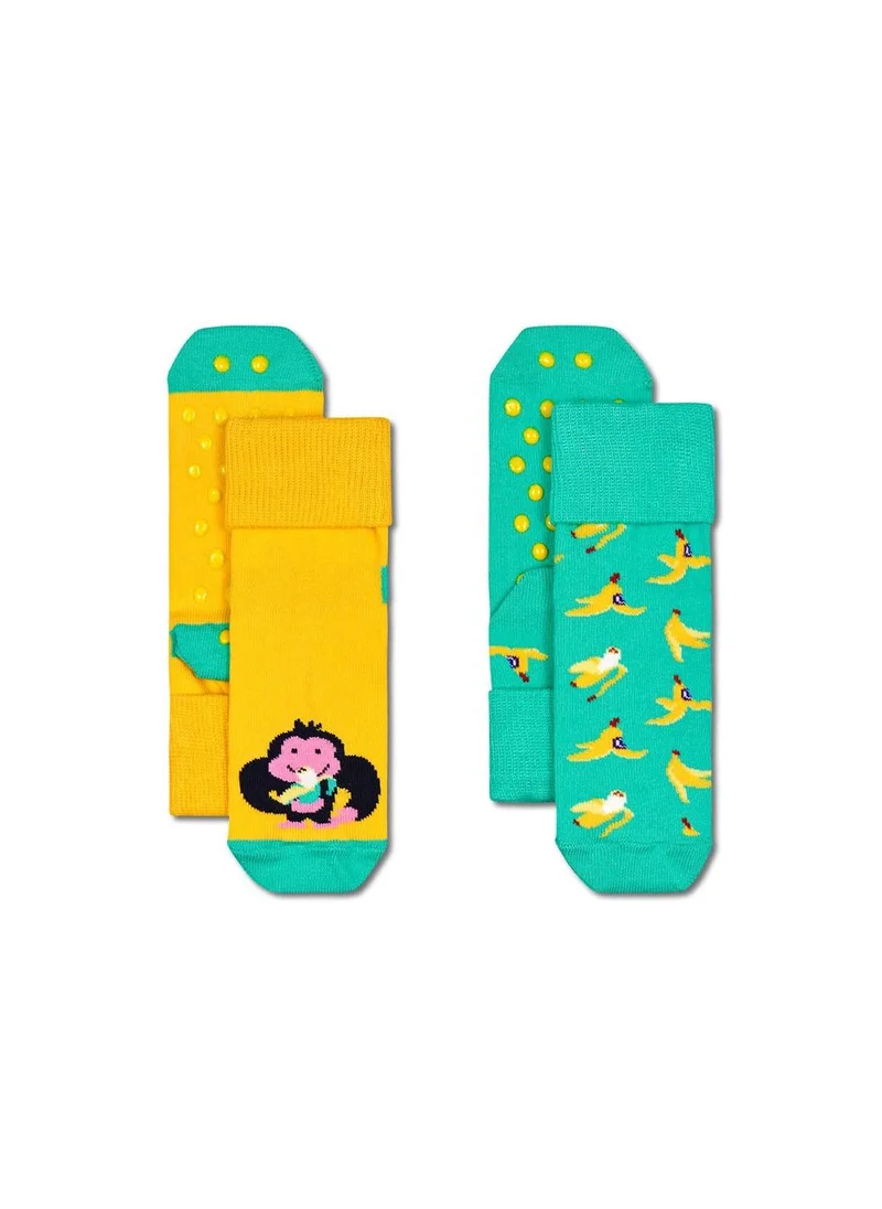 هابي سوكس 2-PACK KIDS MONKEY & BANANA ANTI SLIP