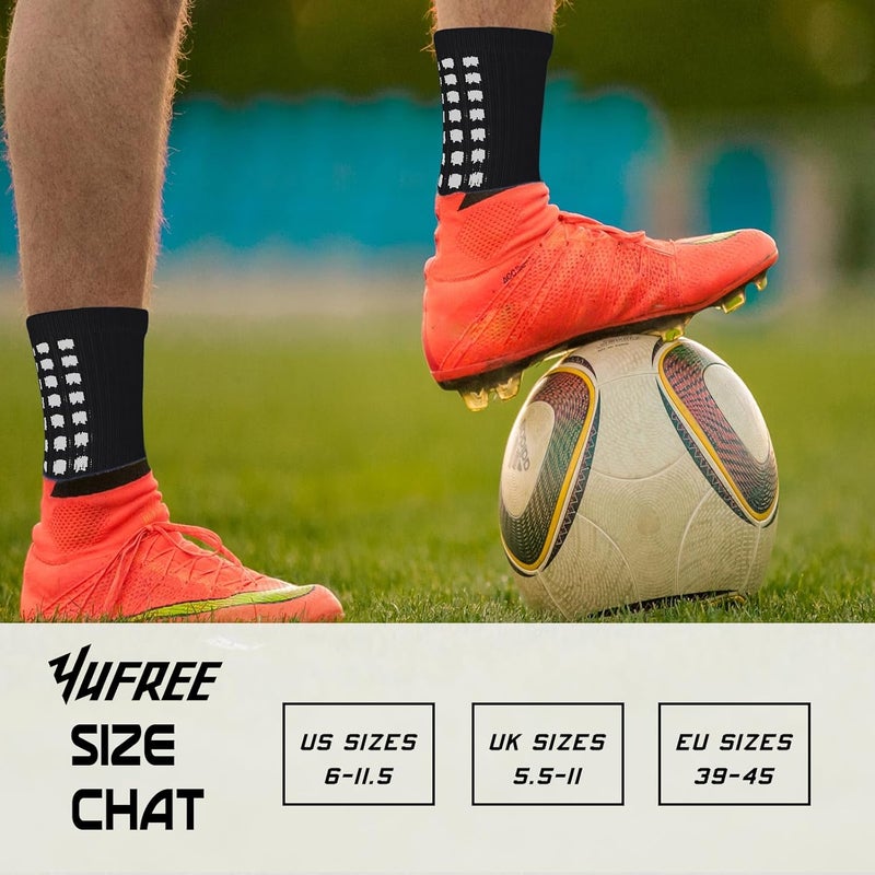 Yufree Men's Soccer Socks Anti Slip Non Slip Grip Pads for Football Basketball Sports Grip Socks, 4 Pair - Image 5