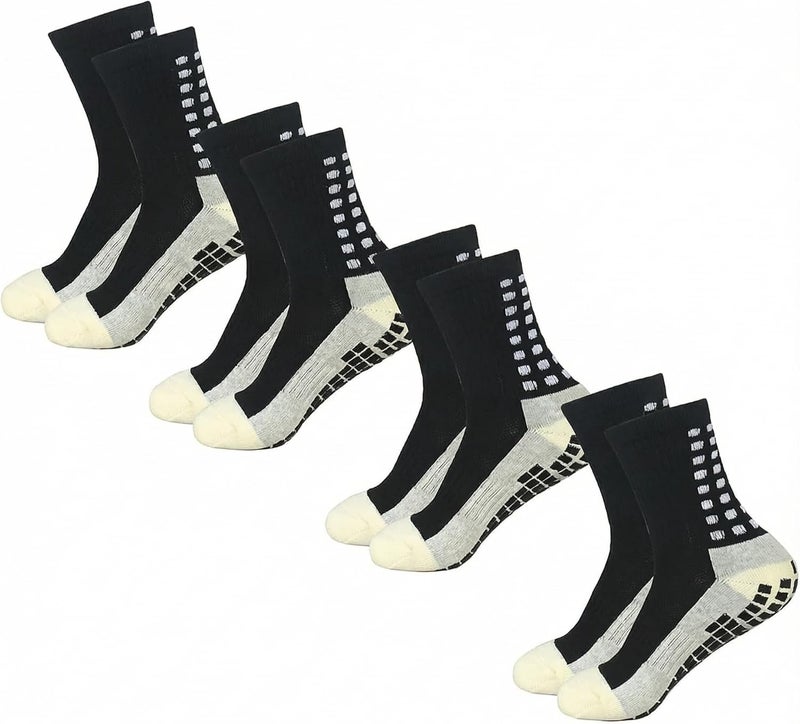 Yufree Men's Soccer Socks Anti Slip Non Slip Grip Pads for Football Basketball Sports Grip Socks, 4 Pair - Image 1