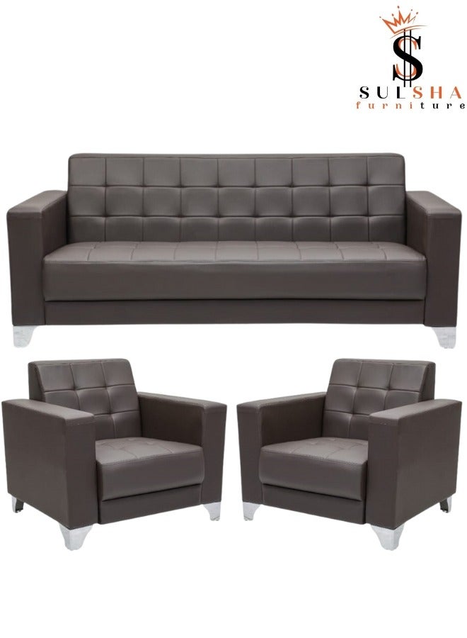 SULSHA Sulsha New High Quality Office Sofa Leisure Design Office Waiting Sofa Lounge Area Sofa  5-Seater Modern Reception Sofa 3+1+1 Coffee color - Image 1