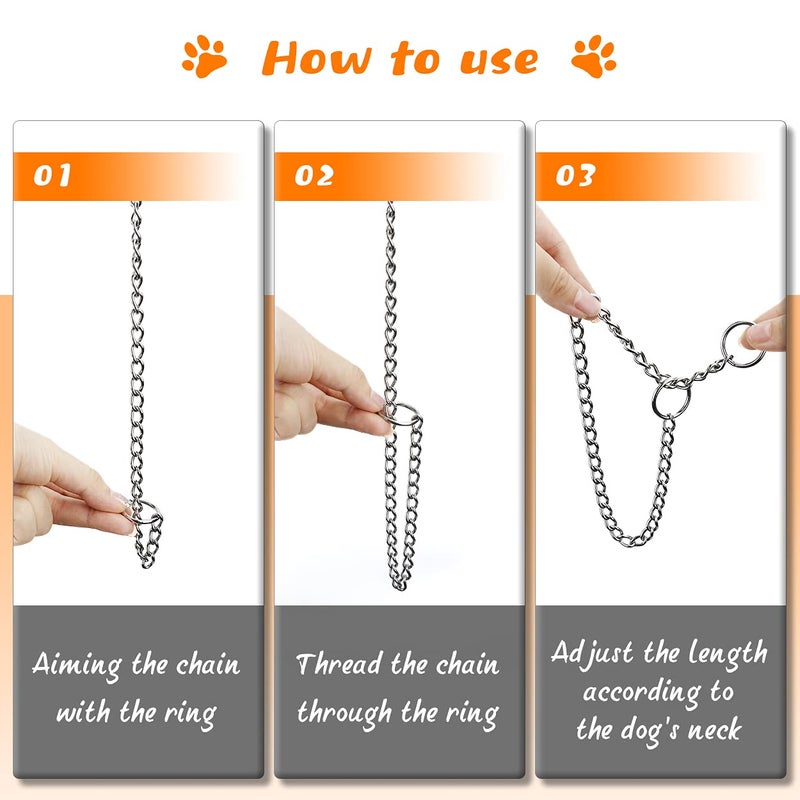 TagME Chain Choke Collar for Dogs, Adjustable Weather Proof Necklace for Small Dogs, Alloy Steel Pet Training Collar - Image 5