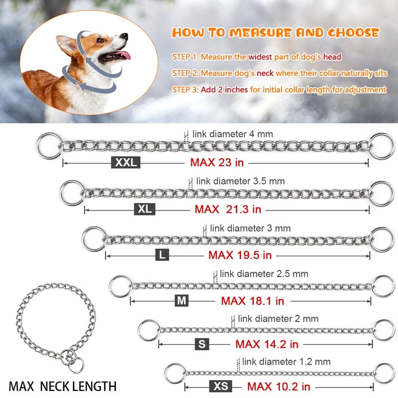 TagME Chain Choke Collar for Dogs, Adjustable Weather Proof Necklace for Small Dogs, Alloy Steel Pet Training Collar - Image 4
