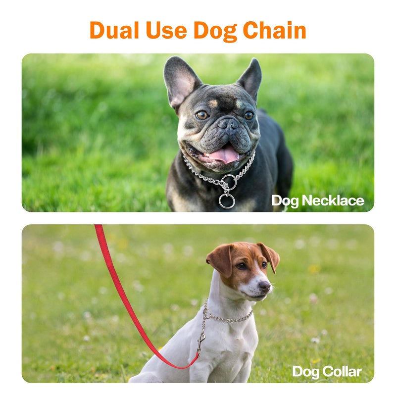 TagME Chain Choke Collar for Dogs, Adjustable Weather Proof Necklace for Small Dogs, Alloy Steel Pet Training Collar - Image 3
