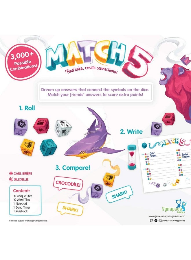 Synapses Games | Match 5 | Family Board Game | Word Association and Dice Game | 2 to 8 Players | 20 Minutes | Ages 10+ - Image 2