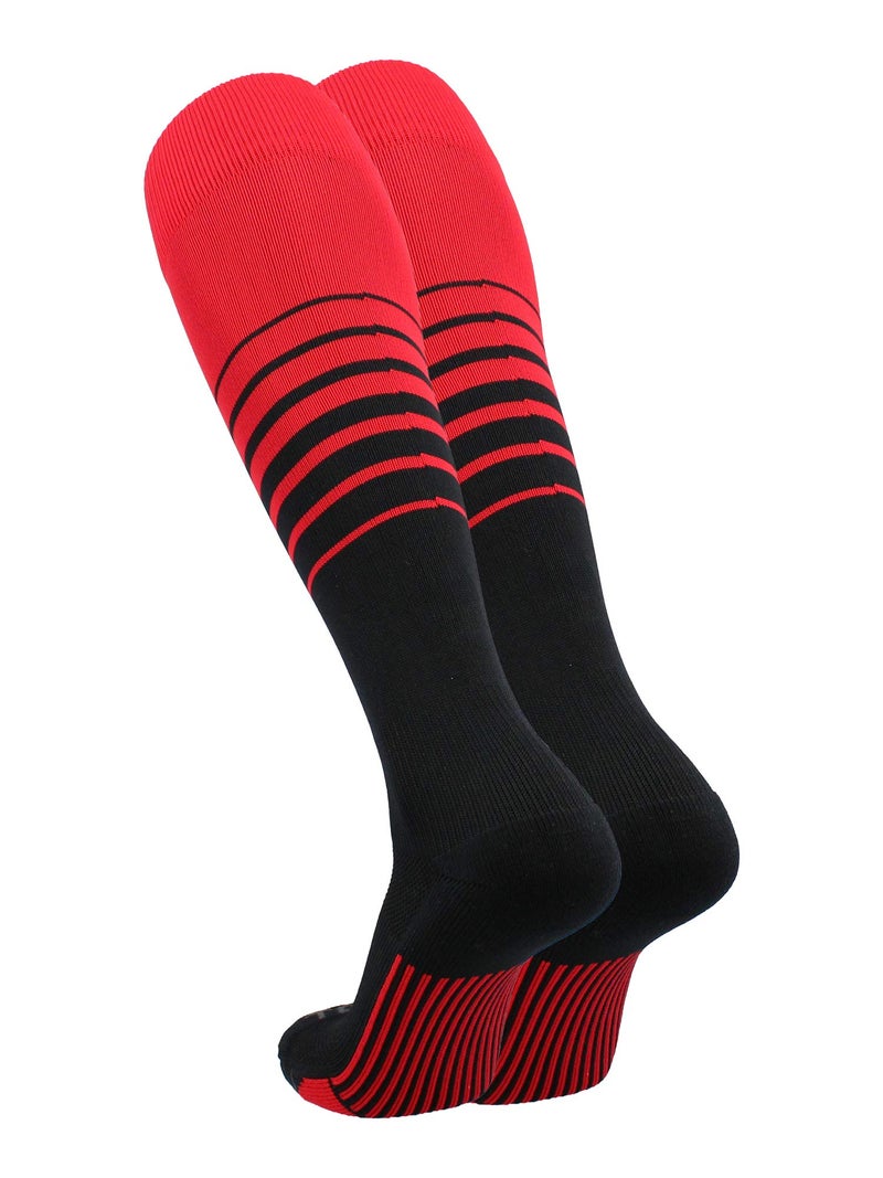 TCK Sports Elite Breaker Soccer Socks (Scarlet/Black, Medium) - Scarlet/Black,Medium - Image 2