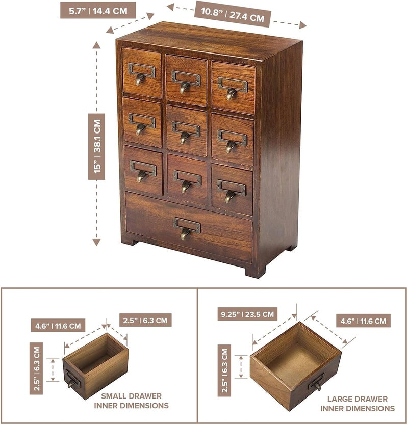 Primo Supply Library Card Catalog Solid Wood Small Curio Cabinet l Retro Storage Organizer Apothecary Drawer Dresser l Thread Coin Trading Card Storage Shelf | Tall - Fully Assembled - Image 3