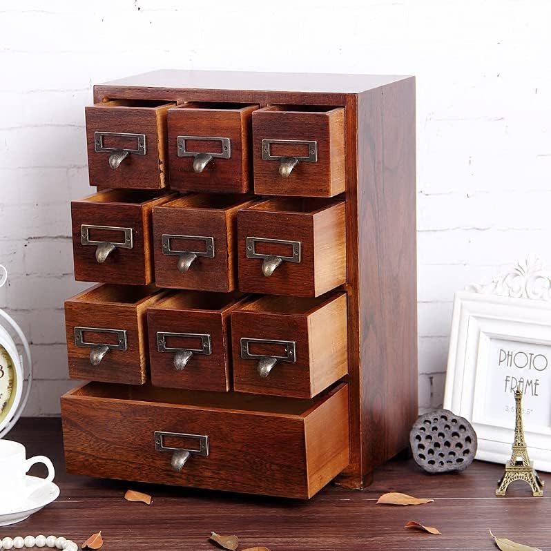 Primo Supply Library Card Catalog Solid Wood Small Curio Cabinet l Retro Storage Organizer Apothecary Drawer Dresser l Thread Coin Trading Card Storage Shelf | Tall - Fully Assembled - Image 2