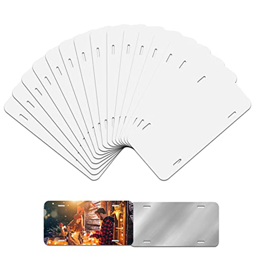 HYHOSHI 14 Pack Sublimation License Plate Blanks, Metal Automotive Sublimation License Plates Tag for Custom Design Work (White) - Image 1