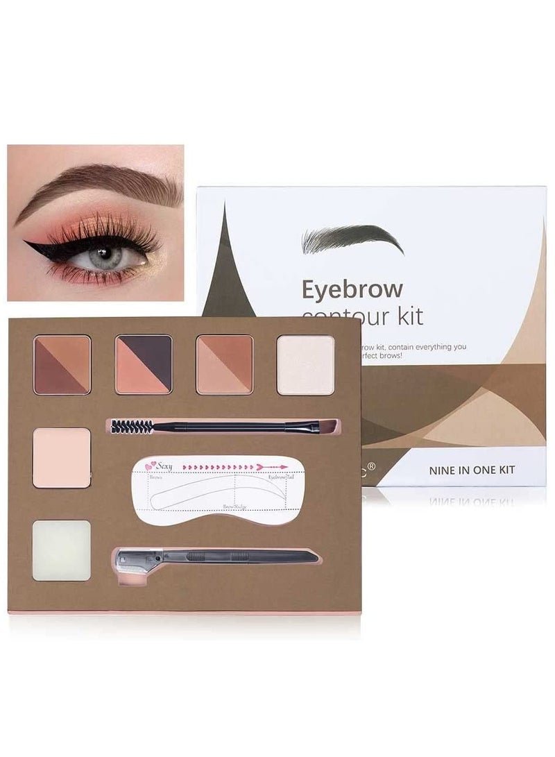 SYOSI Eyebrow Makeup Palette Set 6 Eyebrow Powders10 Eyebrow Stencils Highlighter Cream Concealer Double-Ended Brow Brush Eyebrow Trimmer Eye Brow Wax Gifts - Image 1