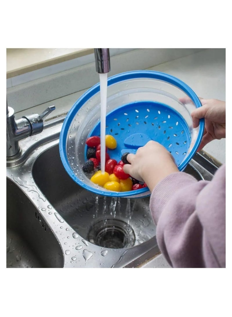 Microwave Plate Cover, Silicone Collapsible, Round, 26.5 cm, 10.5 Inch Splatter Cover, Food Cover, Fruit And Vegeatable Drainer, Strainer, Food Grade Plastic And Silicone - Image 3