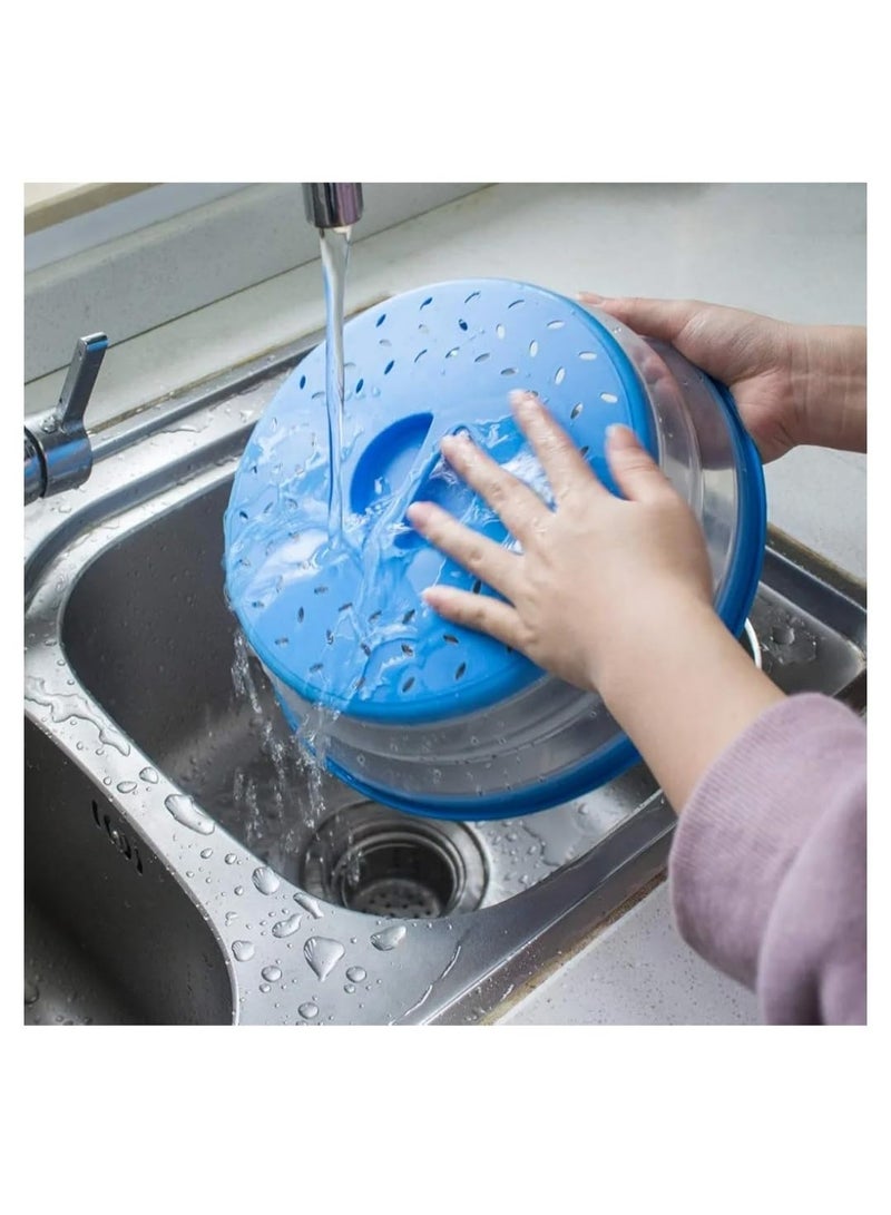 Microwave Plate Cover, Silicone Collapsible, Round, 26.5 cm, 10.5 Inch Splatter Cover, Food Cover, Fruit And Vegeatable Drainer, Strainer, Food Grade Plastic And Silicone - Image 5