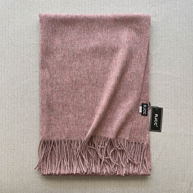 Rjcc Solid Wool Shawl Warm Tassel Wrap for Women Autumn Winter flower lotus 