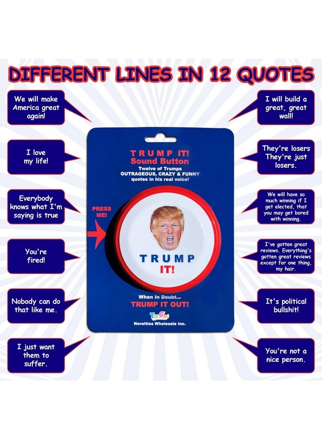 TheGag Talking Donald Trump Sound Button-12 Quotes In His Real Voice-Funny Trump Gift For Men, Women, 2024, Political Gifts For Desk, Office And Home. Republican Or Democrat - Image 2