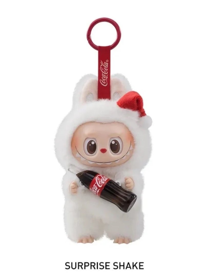 Plush Toy Made in China Doll Coke Series White Labubu Stand Models Series Sit Sit Party Stand Up Model Tide Play Vinyl Face Plush Blind Box Coke Labubu Plush Toys Doll  Selectable Including Hidden China Version for Kids Adults Boy Girls Soft Plush Birthday Gifts for Children