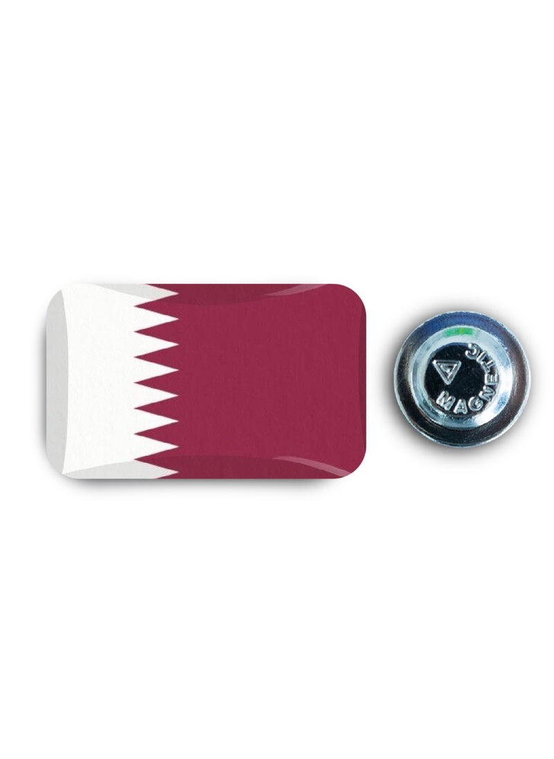 971MEDIA Qatar Flag - Metal Badge Epoxy Coated with Magnetic Pin that Doesn't Tear Clothes  - Image 1