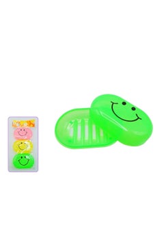 AL QADAH Smiley Soap Case Set of 3pcs Cheerful and Practical Plastic Soap Holders  - Image 2