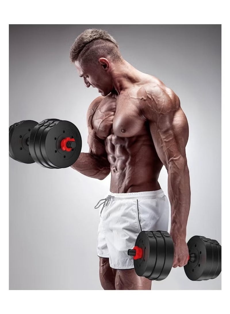 Huitich Black Heavy Duty PVC Dumbbells Set – 10kg with Cement Core | Compact & Durable Home Weights - Image 3