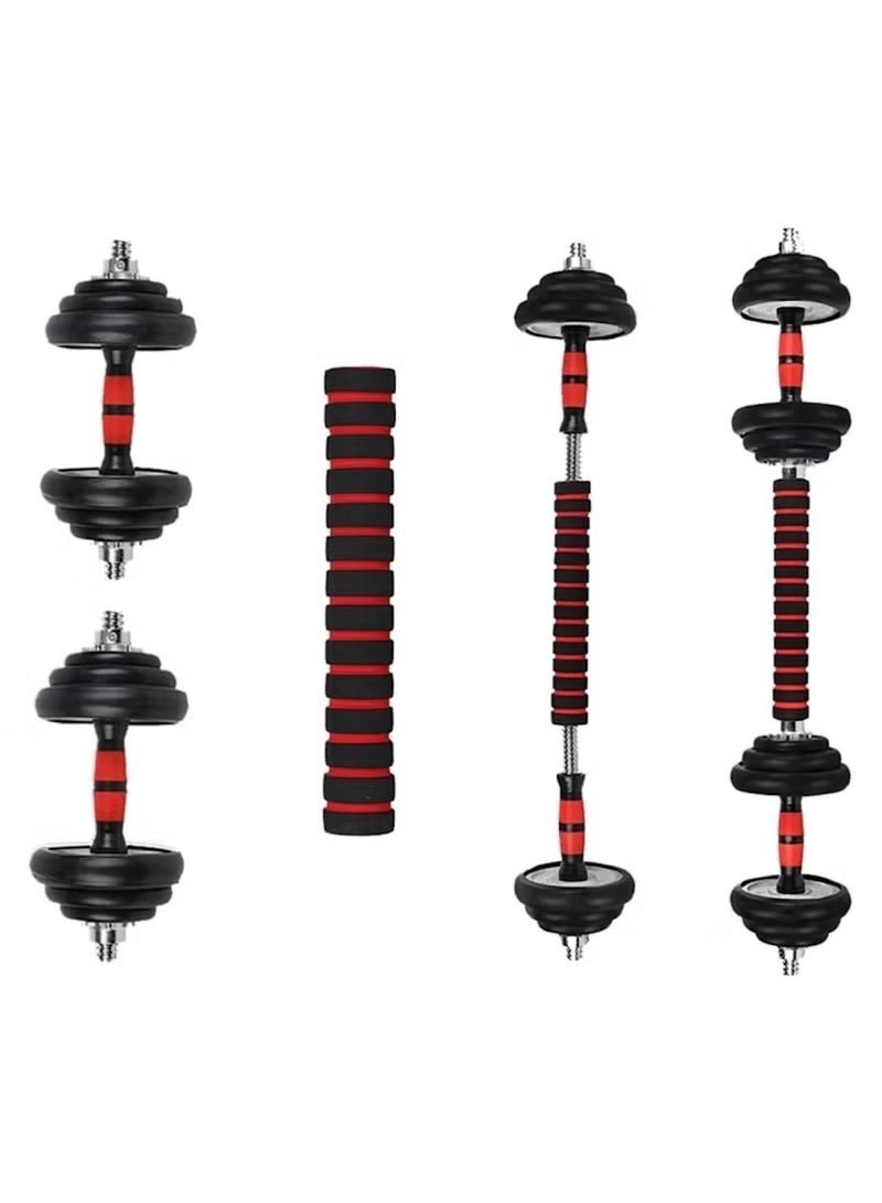 Huitich Black Heavy Duty PVC Dumbbells Set – 10kg with Cement Core | Compact & Durable Home Weights - Image 1