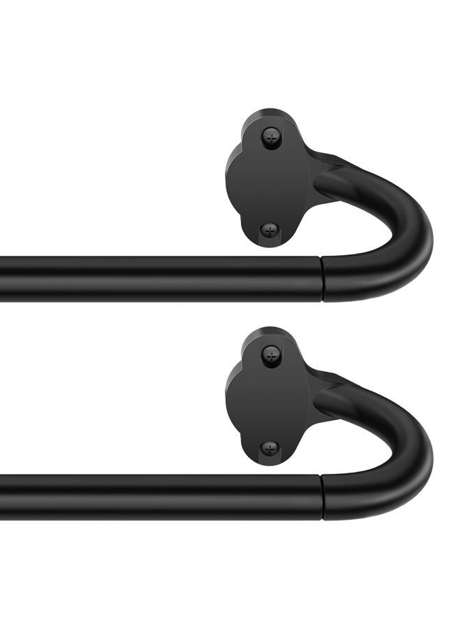 JRZOO 2 Pack Wrap Around Curtain Rod 16-28 Inches, 5/8'' Adjustable Heavy Duty Blackout Drapery Rods, Curved Ceiling Mount Room Darkening Curtain Rod for Windows, with Aluminium Finials, Black - Image 1