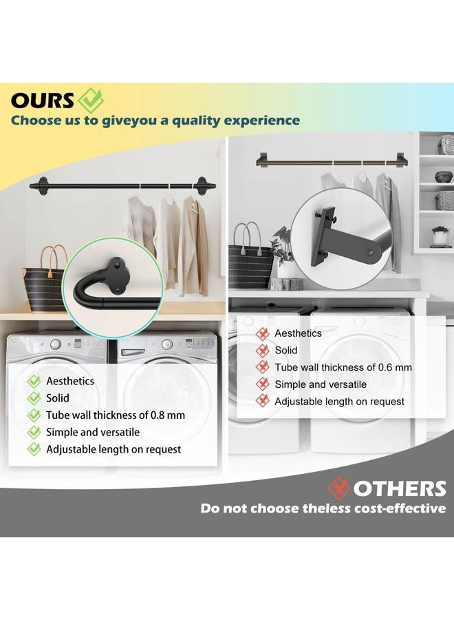JRZOO 2 Pack Wrap Around Curtain Rod 16-28 Inches, 5/8'' Adjustable Heavy Duty Blackout Drapery Rods, Curved Ceiling Mount Room Darkening Curtain Rod for Windows, with Aluminium Finials, Black - Image 3