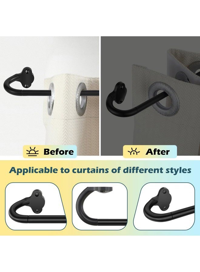JRZOO 2 Pack Wrap Around Curtain Rod 16-28 Inches, 5/8'' Adjustable Heavy Duty Blackout Drapery Rods, Curved Ceiling Mount Room Darkening Curtain Rod for Windows, with Aluminium Finials, Black - Image 4
