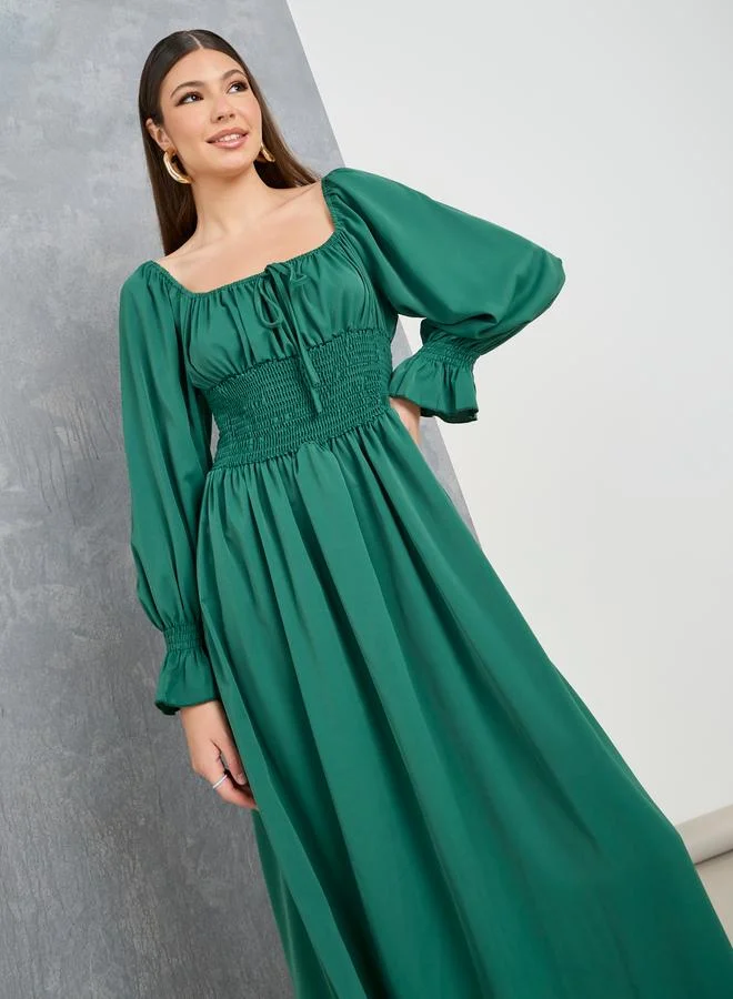 تايك تو فستان ميدي بياقة واسعة