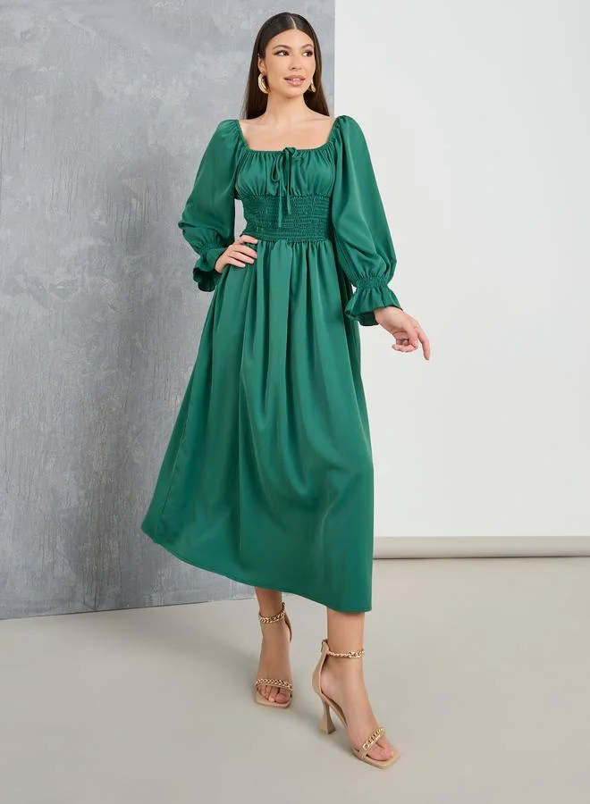 تايك تو فستان ميدي بياقة واسعة