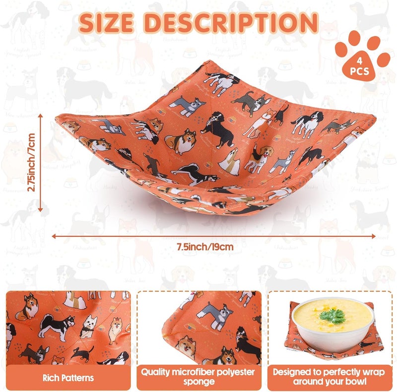 Cunhill Cotton Microwave Bowl Holders Hot Pads Heat Resistant Potholders Multipurpose Holders Quilted Bowl Cozy for Soup Hot Pads Kitchen SupplyOrangeDog Style - Image 2