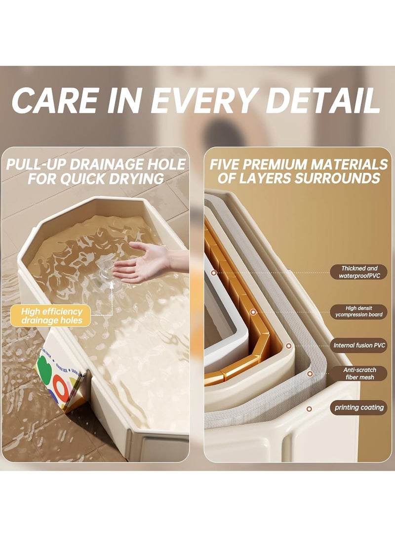 يلا جوي حوض استحمام قابل للطي للأطفال، حوض استحمام واسع قابل للطي للحمام، قاعدة مانعة للانزلاق، حوض استحمام محمول للأطفال الرضع والأطفال الصغار، مثالي للمساحات الصغيرة، حوض استحمام قابل للطي سريع وسهل (أبيض، 75*45*25 سم) - Image 2