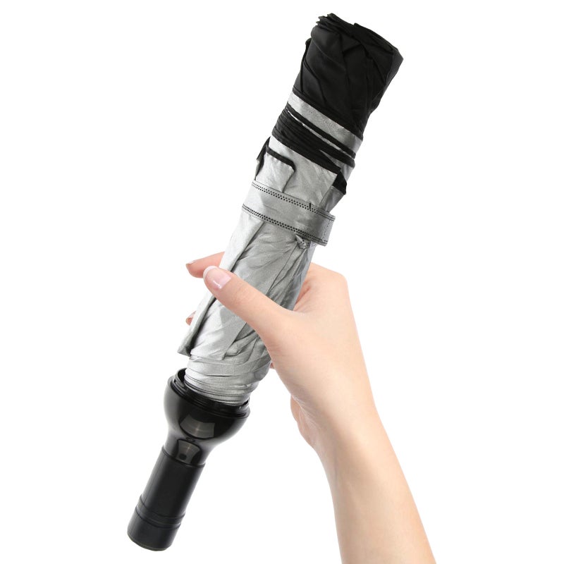 Shaped Folding Umbrella Anti-UV Sun Rain Manual Umbrella (Black) - Image 2