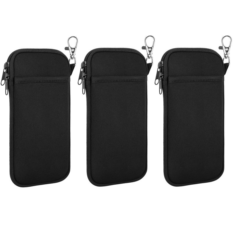 Hifot Hifot Double Glasses Case with Carabiner 3 Pack, Portable Eyeglasses Pouch Neoprene Soft Sunglasses Case with Double Zipped  - Image 1