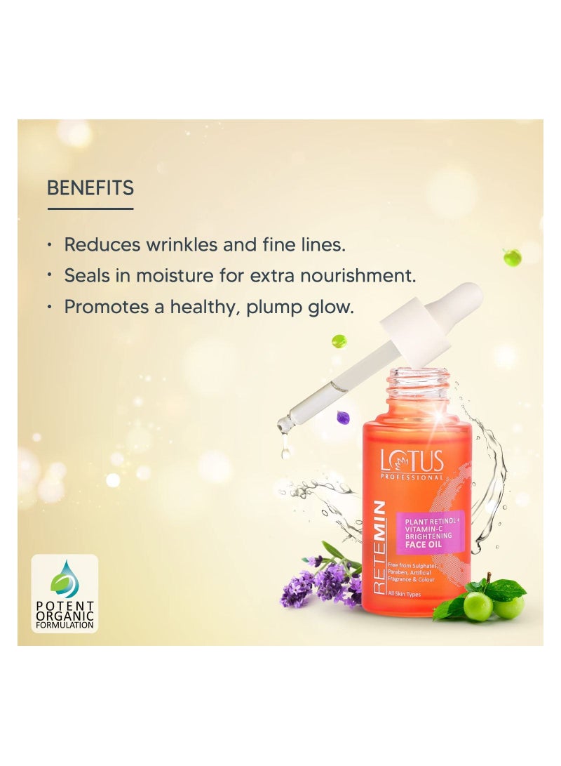 Lotus Professional Retemin Plant Retinol Vitamin C Brightening Facial Oil  Whitening And Anti Ageing Nourishing Plump skin Fine lines 28ml  - Image 3