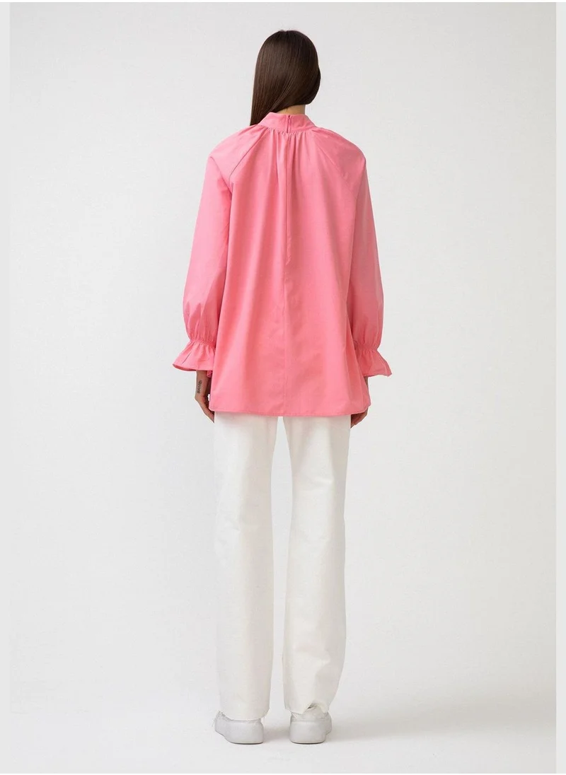 تاتشي ELASTIC SLEEVE POPLIN BLOUSE
