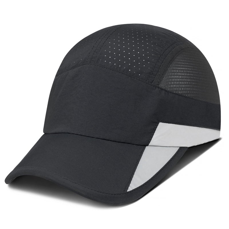 GADIEMKENSD Running Hat, Mens Outdoor Hat Unstructured Baseball Cap UPF 50 UV SPF Exercise Run Caps Reflective Breathable Light Sun Hats Quick Dry Mesh Summer Sports Hat Cap Men Woman Under 10 Black - Image 1