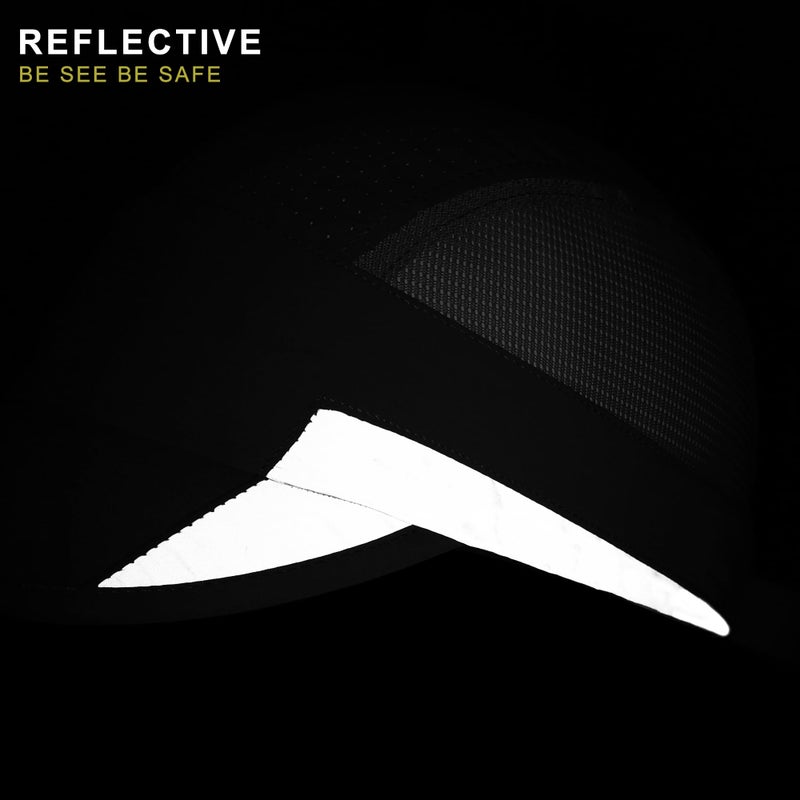 GADIEMKENSD Running Hat, Mens Outdoor Hat Unstructured Baseball Cap UPF 50 UV SPF Exercise Run Caps Reflective Breathable Light Sun Hats Quick Dry Mesh Summer Sports Hat Cap Men Woman Under 10 Black - Image 3
