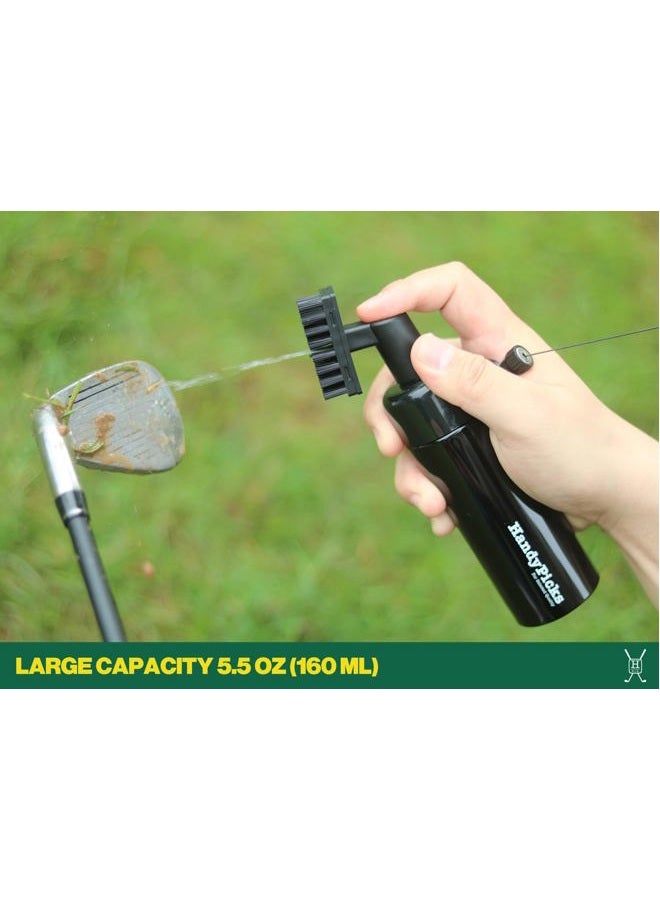 Handy Picks Golf Club Cleaner with Water, Spray Water Bottle Holds 5.5 OZ Water with Heavy Duty Metal Retractable Magnetic Clip, Waffle Microfiber Golf Towel, Ideal Golf Water Brush Combo Kit Black - Image 4