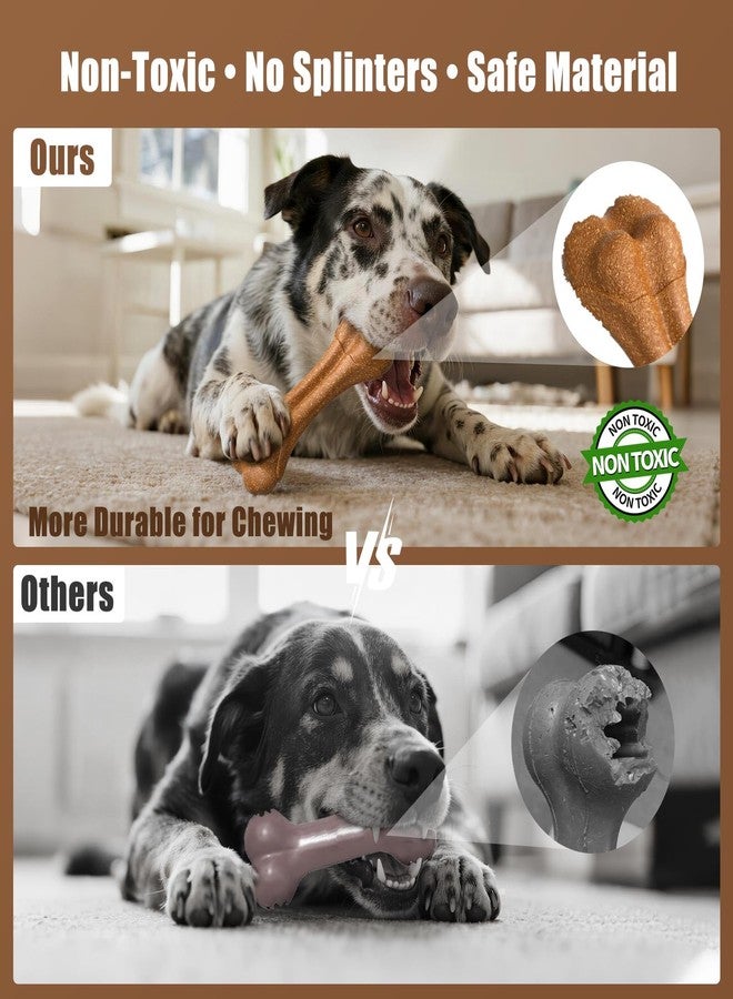 SCHITEC Dog Bone Chew Toys for Small & Medium Dogs, Beef Flavor Teething Toy, Durable Dog Toys for Aggressive Chewers, Teeth Cleaning, 2Pcs - Image 2
