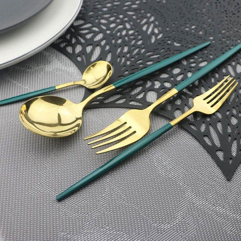 NAIDEV 48 PCs Golden Flatware Silverware Set Cutlery Set Stainless Steel Tableware Kitchen Set Dinnerware Spoon Fork Knife Dinner Set Utensils Set - Image 2