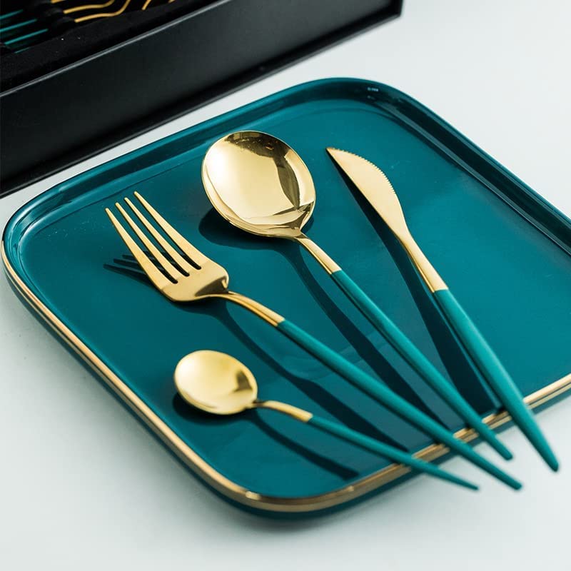 NAIDEV 48 PCs Golden Flatware Silverware Set Cutlery Set Stainless Steel Tableware Kitchen Set Dinnerware Spoon Fork Knife Dinner Set Utensils Set - Image 5