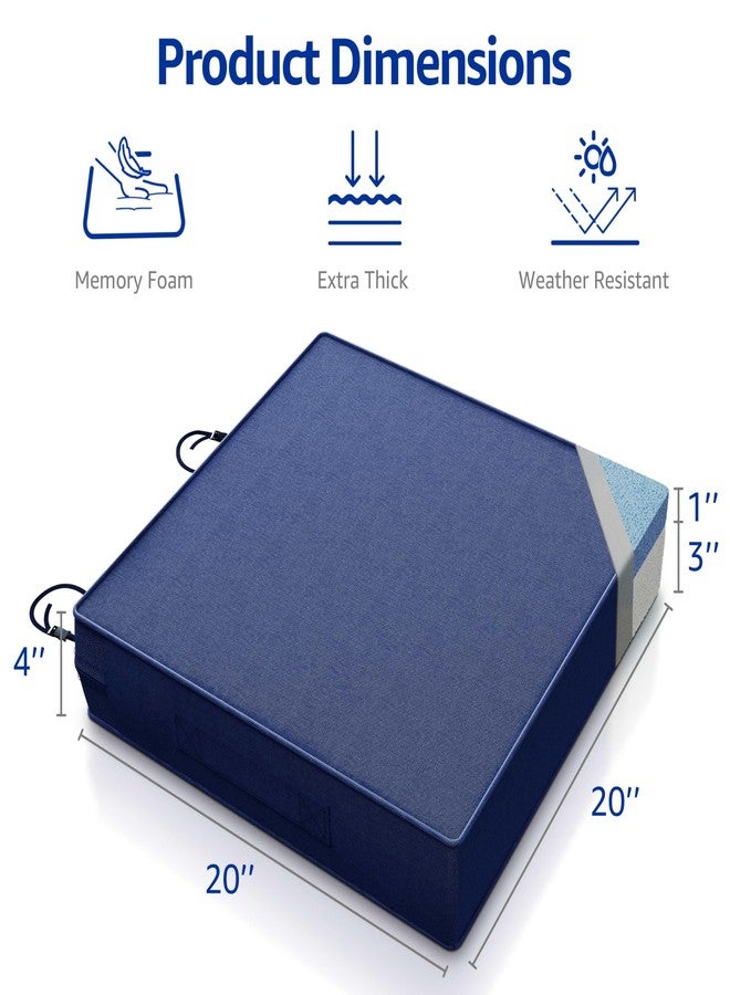YENING Outdoor Chair Cushions (2, Blue, 20 x 20 x 4 Inch) - Image 3
